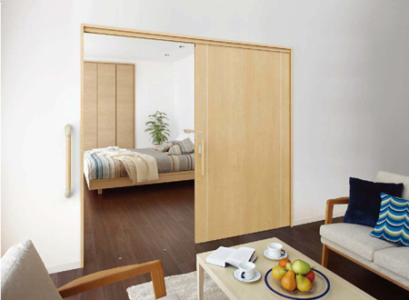 高齢者住宅向けリビング建材『大開口建具』
