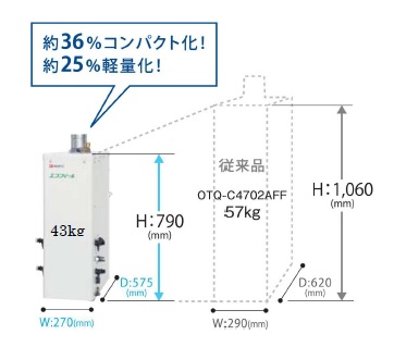 屋内据置形高効率石油ふろ給湯機エコフィール