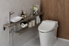 アイカ工業、トイレ空間向け造作風手洗いカウンター