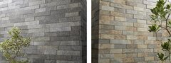 LIXIL、石積みの迫力のある壁面