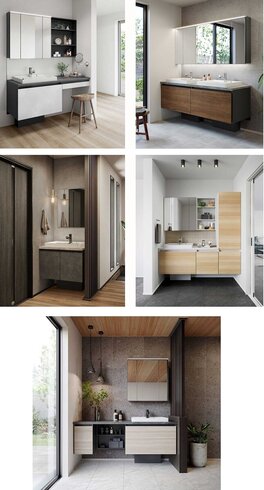 永大産業、フロートスタイルの造作風洗面