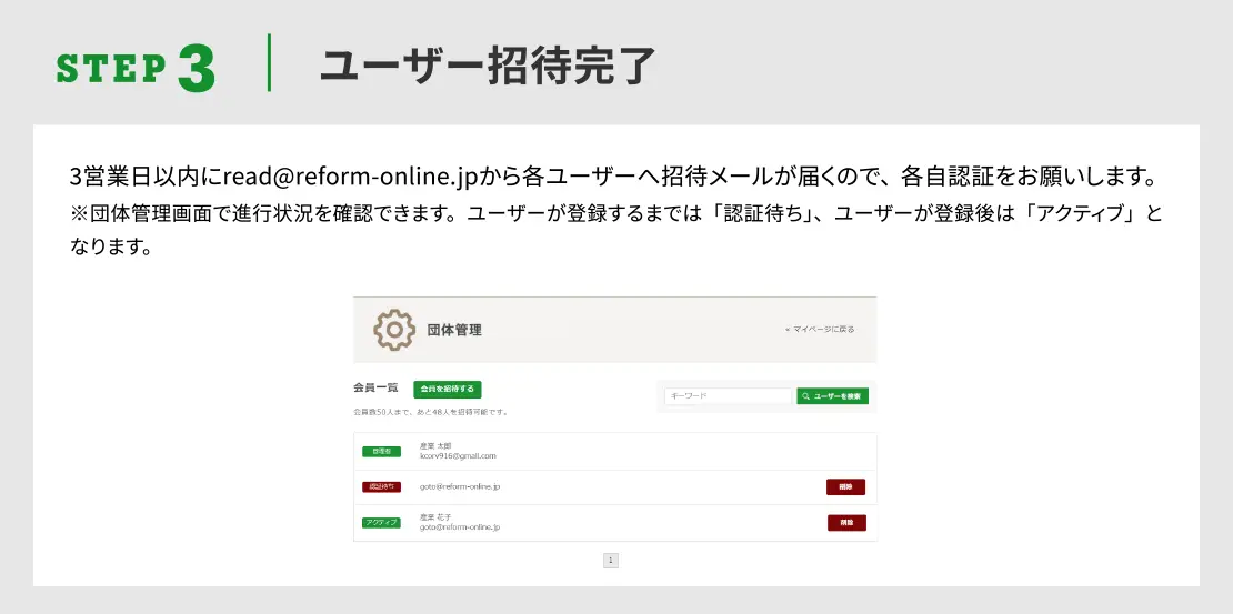 STEP3.ユーザー招待完了