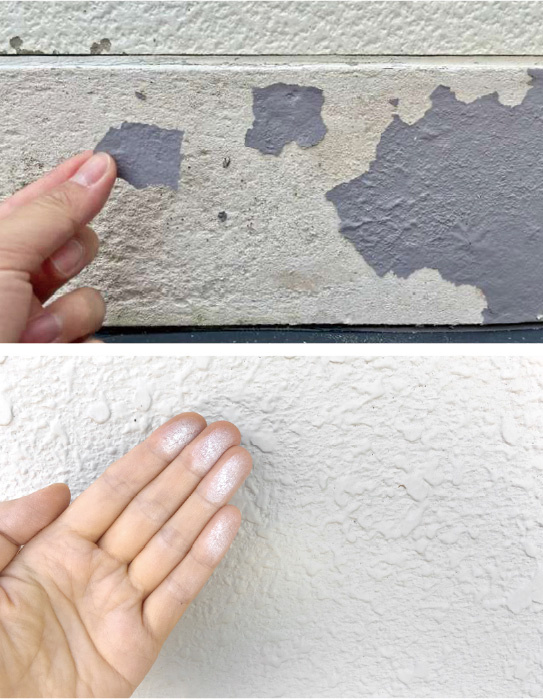 チョーキングや剥離などの塗膜劣化の事例