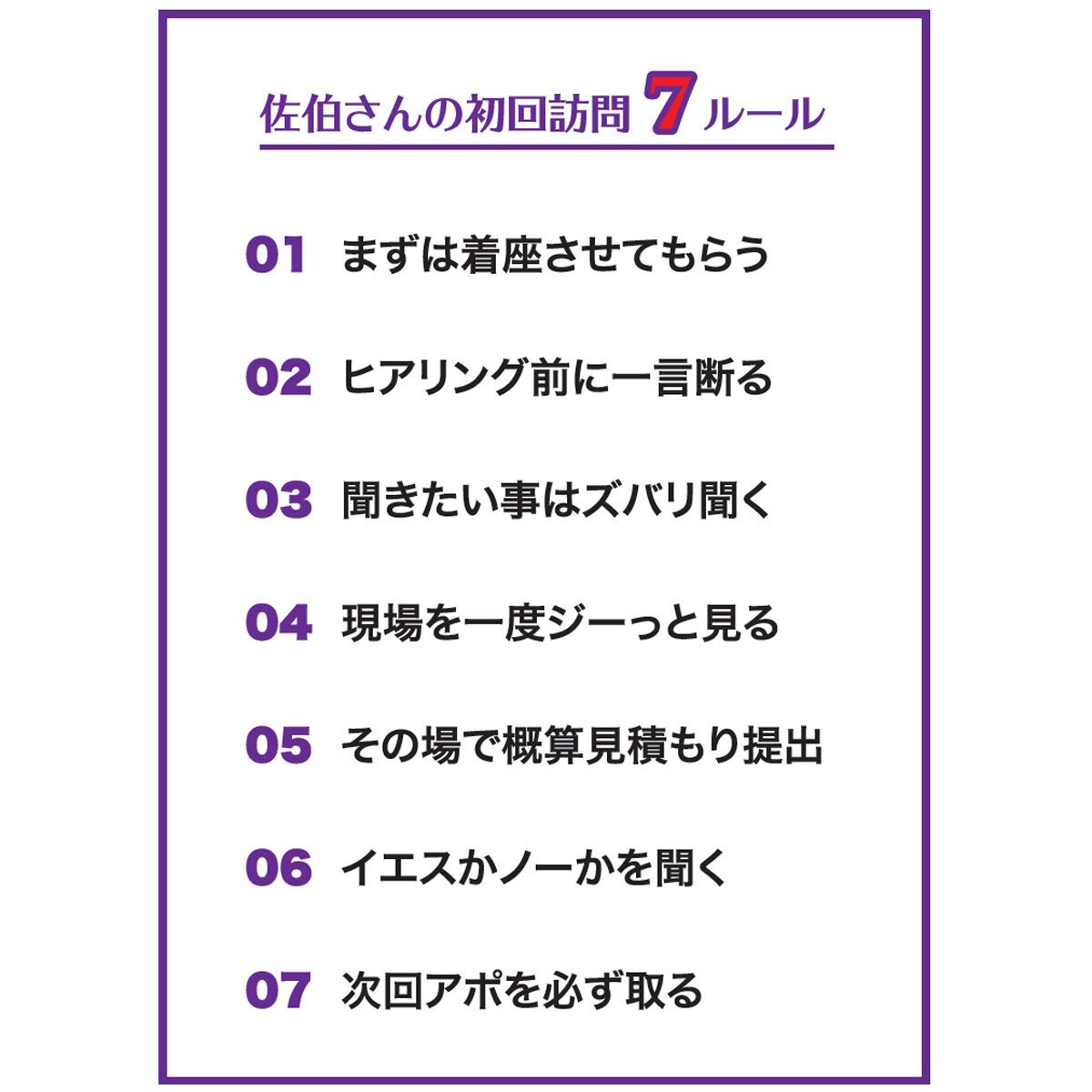 佐伯さんの初回訪問7ルール