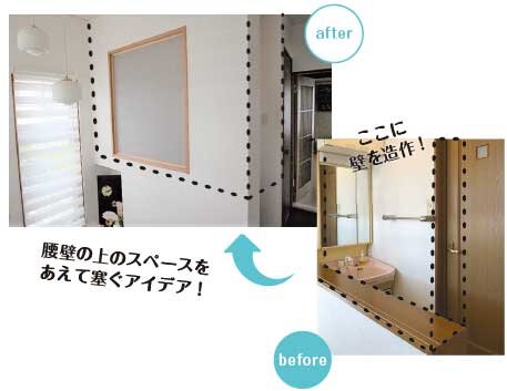 洗面所を水屋に！和風の造作壁を作りましたbefore after