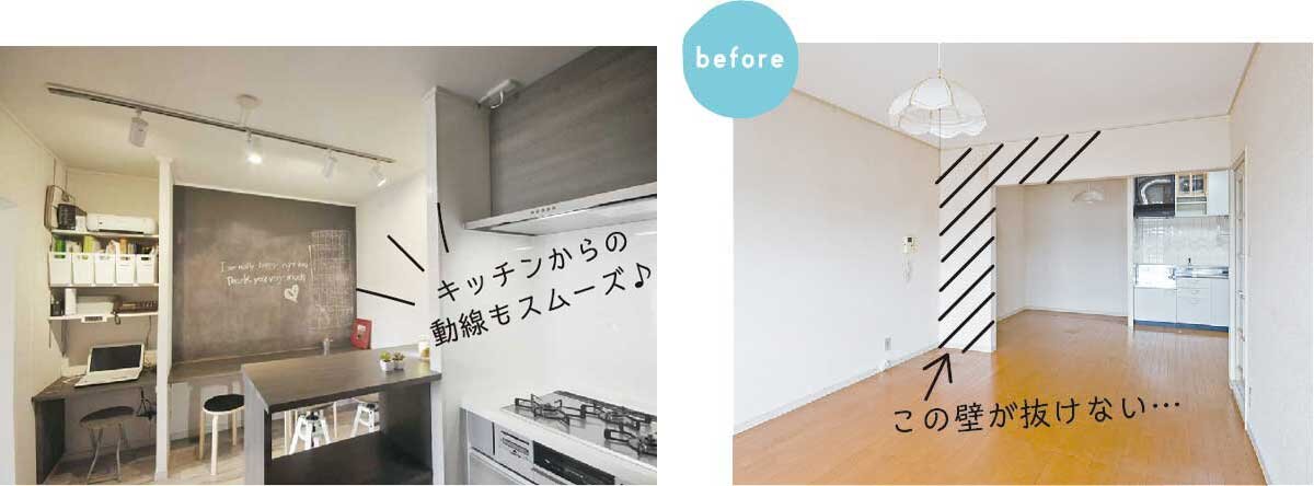 ダイニングをセパレートして家族のコミュニケーションボー ドを2