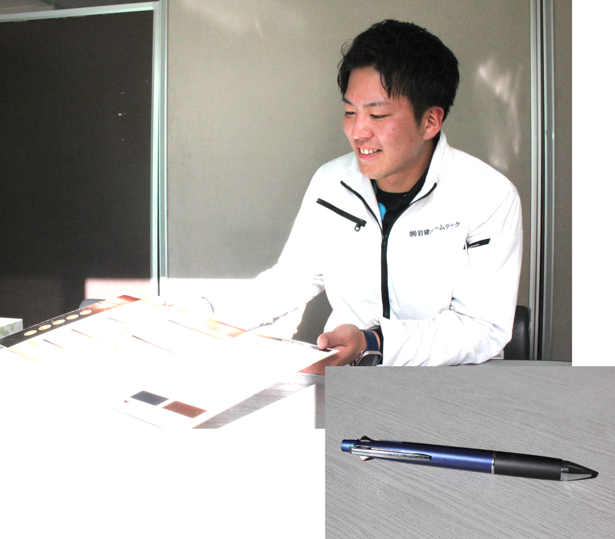 岩建ホームテック　4色ボールペンとシャープペンが1本になっている