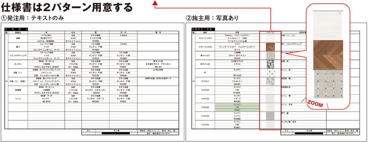 ワカバヤシ　仕様書は2パターン用意する
