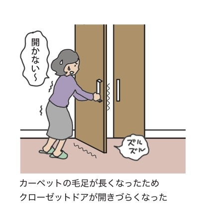 床工事ではドアの下端をカット