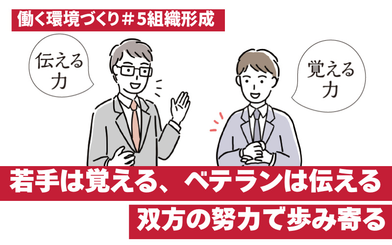 【組織形成】ブラックボックス状態から誰でもフォローできる体制へ　若手は覚える、ベテランは伝える2つの努力