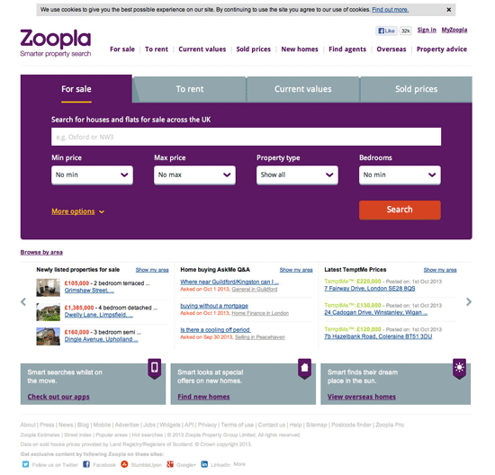 英国大手の不動産サイトzoopla