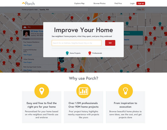 リフォーム情報サイトPorch.comのトップページ
