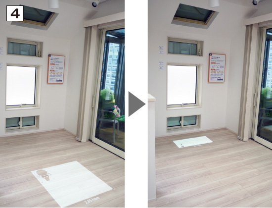 季節で異なる日差しの入り方を体感できるコーナー