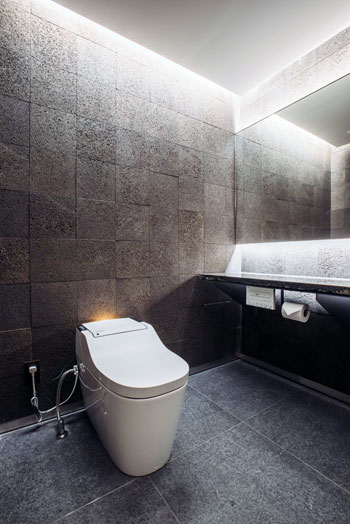 施工例（小松精練研究施設トイレ内壁面に使用）