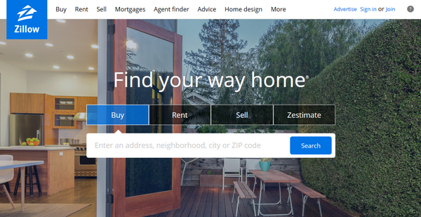 Zillow　トップページ
