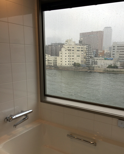リビタ　浴室から見える窓外の景色は隅田川