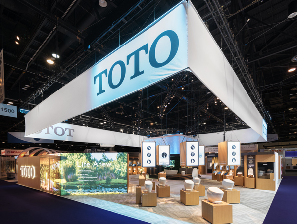 TOTO　展示テーマは企業メッセージの英語表記でもある「Life Anew」