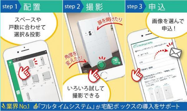 フルタイムシステム　3ステップで宅配ボックスの設置シミュレーション