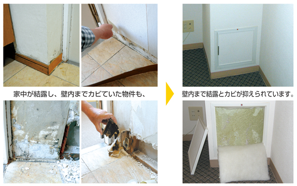 コスモプロジェクト　室内までカビが生えていても、この工法で結露とカビを完全に抑えられる