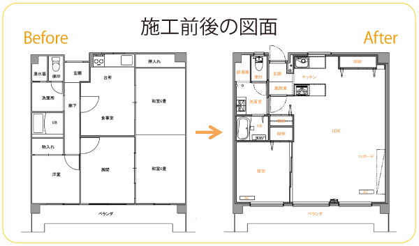 マルアール　施工前後の図面