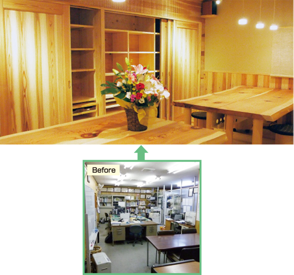 吉武工務店　無機質だったオフィスを木質化