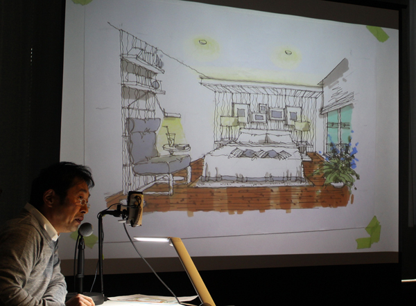 日本パーステック協会　セミナーでは藤田享氏が実際にパースを描きながら講演