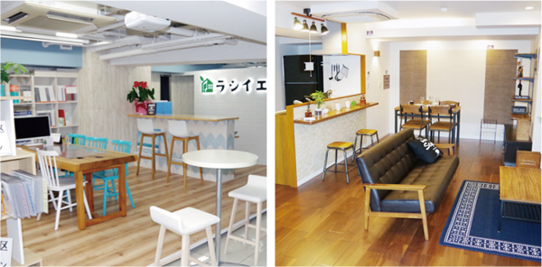 朝日トータルマネジメント　ショールームには2タイプのデザインテイストを体感することができる