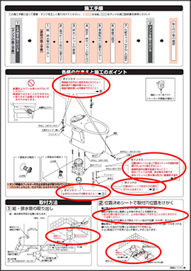 施工ポイントを赤くして目立たせた