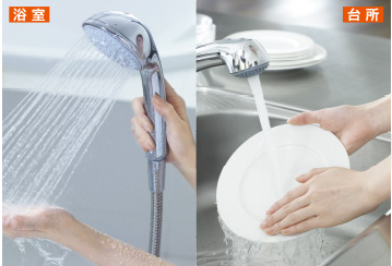 2カ所同時に利用しても、パワフルにお湯が使える