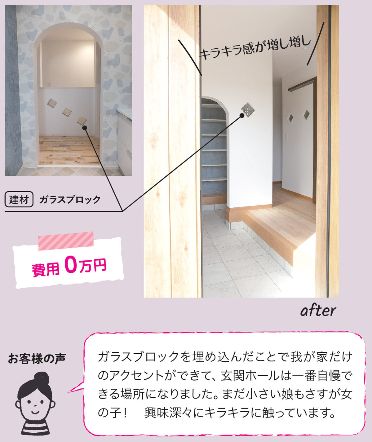 タカラ産業　白い壁にキラキラが映えるガラスブロック