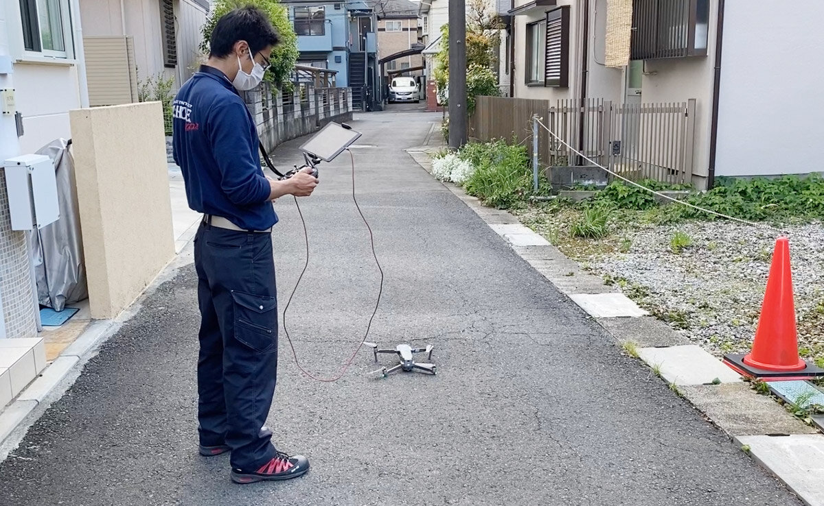 リホーム絆　屋根の現調にはドローンを使用