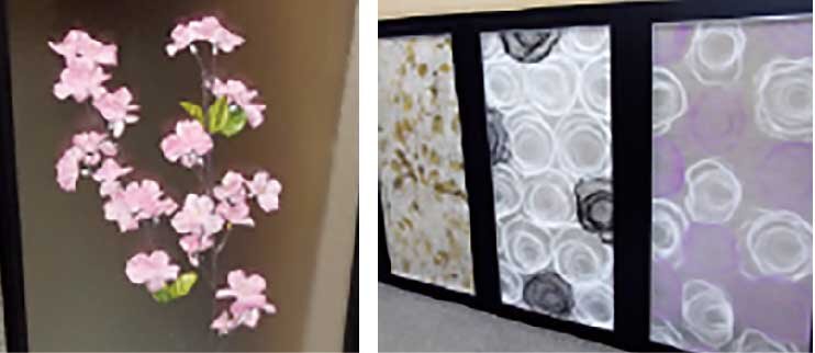 複層ガラスの間に造花や和紙でデザイン性を高める