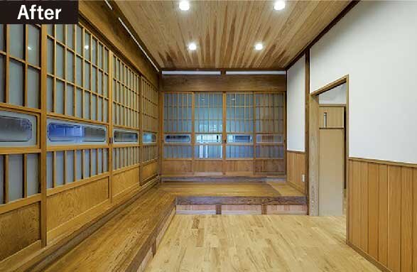 自家製の木工家具や漆喰、無垢材を使い、木のぬくもりが感じられるリノベーションを実現