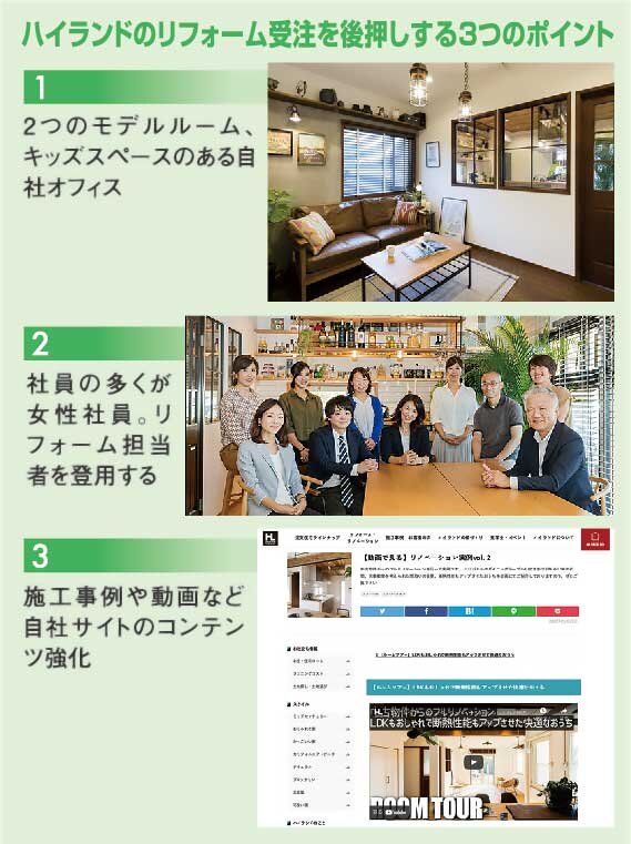 ハイランドのリフォーム受注を後押しする3つのポイント