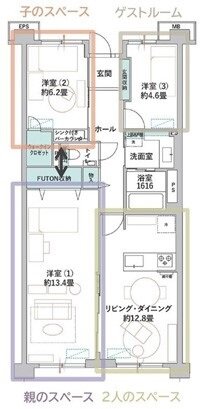 コスモスイニシア　専有面積は81.76平米、間取りは3LDK（画像1）