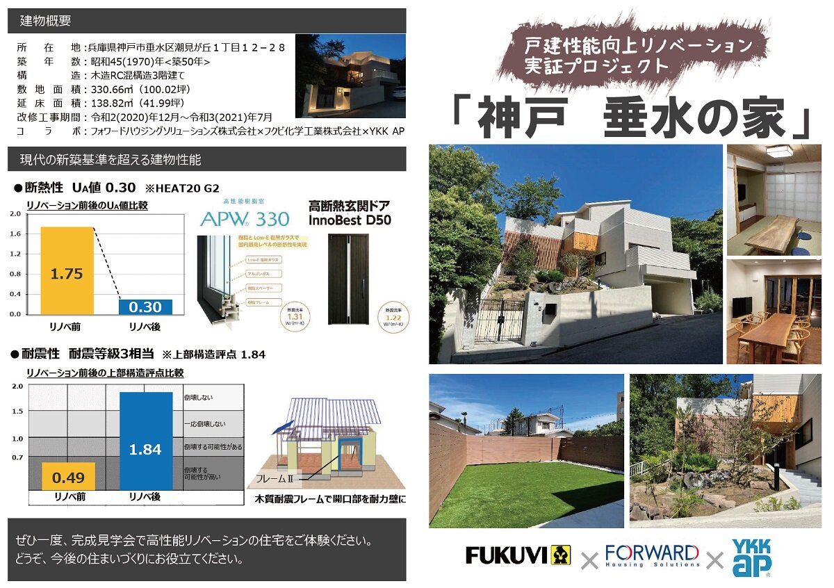 フォワードハウジングソリューションズ　完成見学会も開催し、性能向上リフォームについてまとめた資料も用意した
