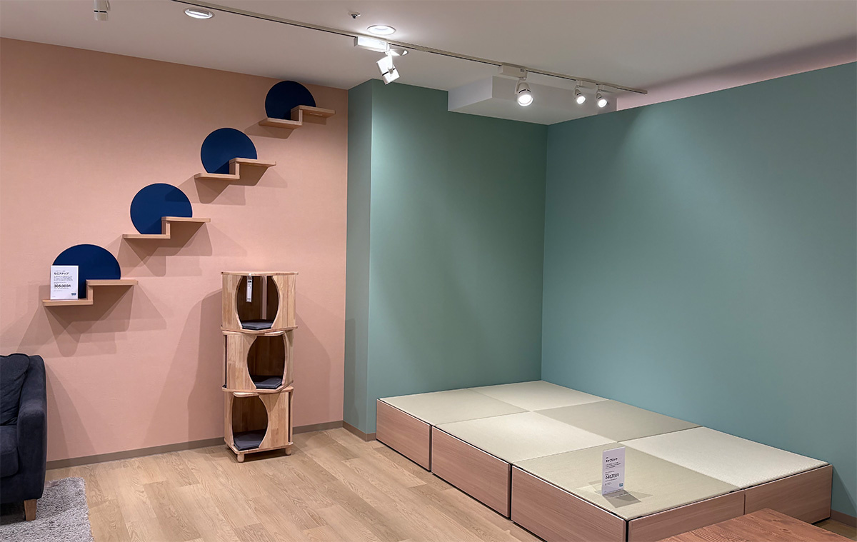 ねこステップと畳空間の展示