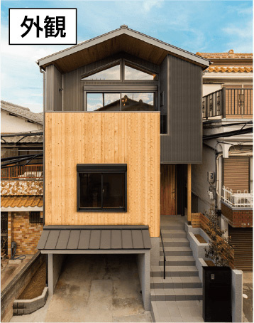 大幸綜合建設　玄関をセットバックさせて段数を増やし