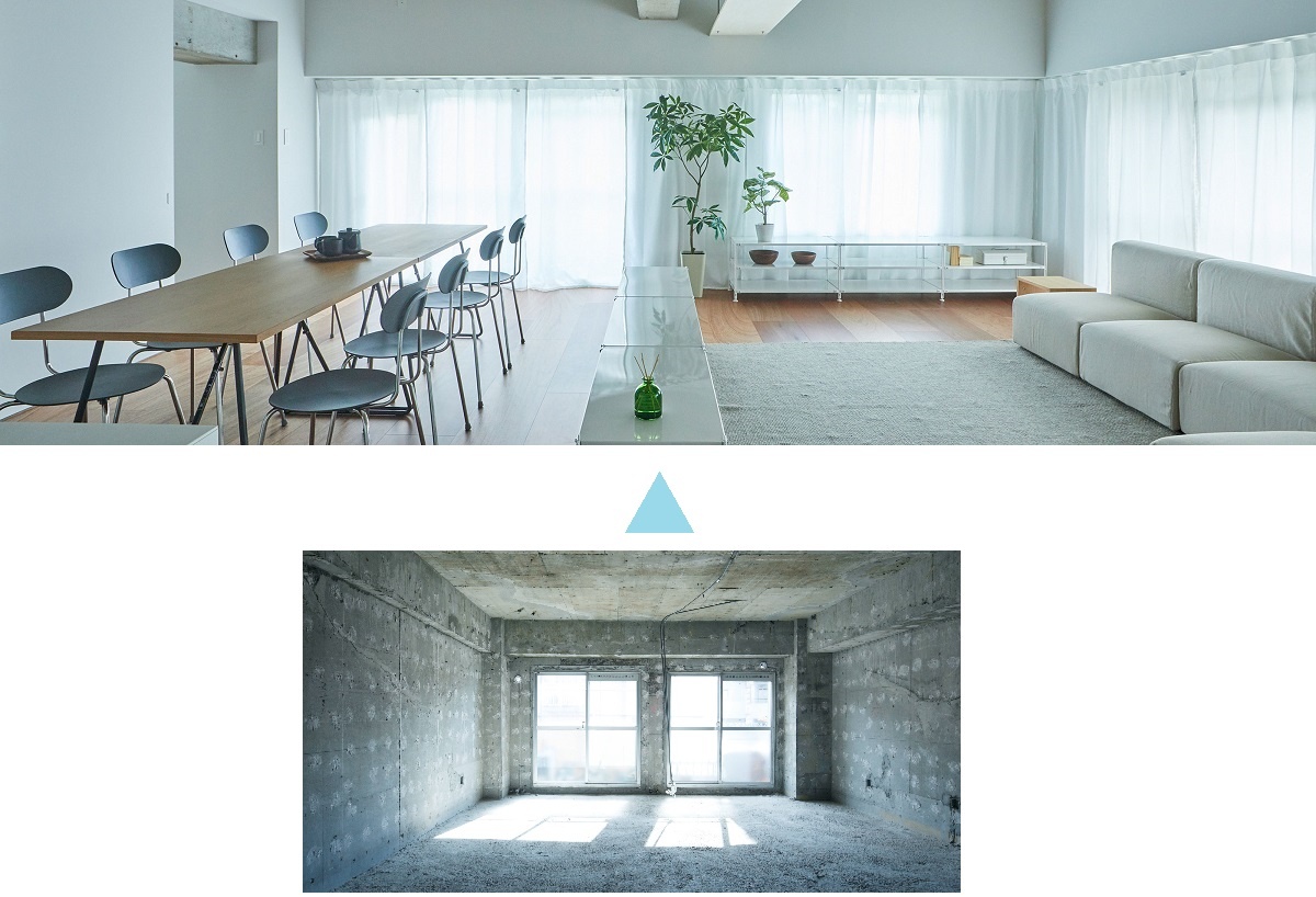 実際の施工事例（ビフォー・アフター）。