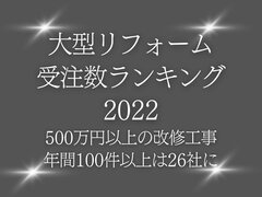 【大型リフォーム受注数ランキング2022】住友不動産、7303件で首位