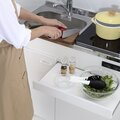 亀井製作所、使いたい時だけ「チョイ」と出せるテーブル内蔵ミニキッチン