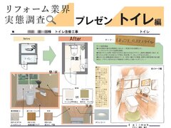 田島、トイレリフォームのプレゼンに、自然素材サンプル用意