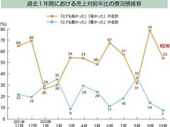 【景況感調査2022年10月】売上、対前年比「良い」26pt減