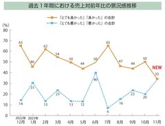 対前年比「良い」17pt減【景況感調査2023年11月】